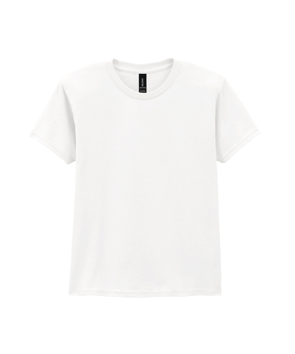 Tryck din logga på T-shirts från Gildan - Anpassa Ungdoms t-shirt i kraftig bomull i färgen Vit för företag, föreningar och privatpersoner