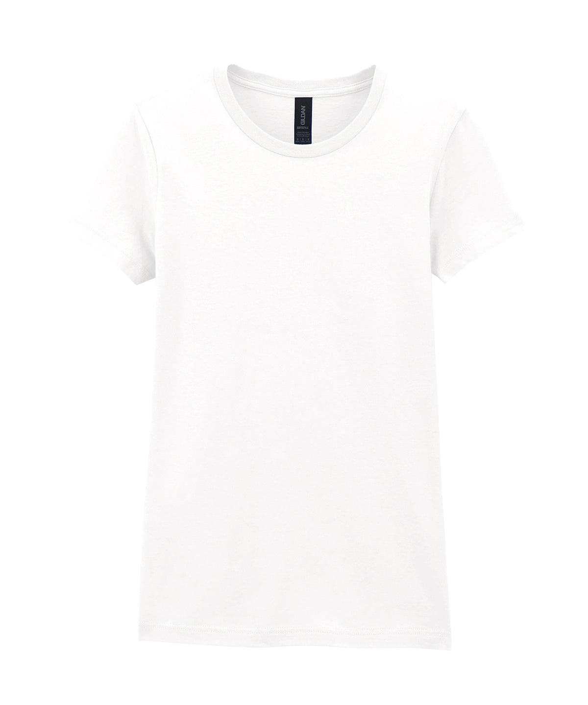 Tryck din logga på T-shirts från Gildan - Anpassa Softstyle ringspunnen t-shirt för damer i färgen Vit för företag, föreningar och privatpersoner