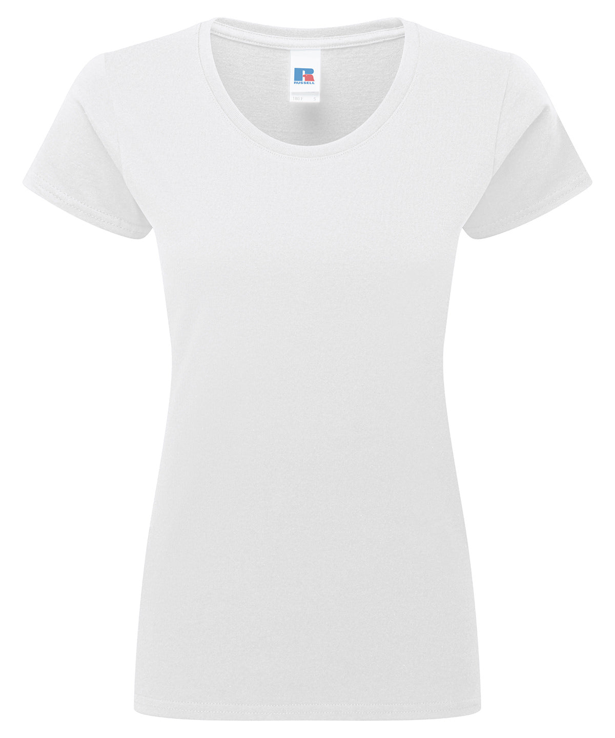 Tryck din logga på T-shirts från Russell Europe - Anpassa Äkta klassisk t-shirt för damer i färgen Vit för företag, föreningar och privatpersoner