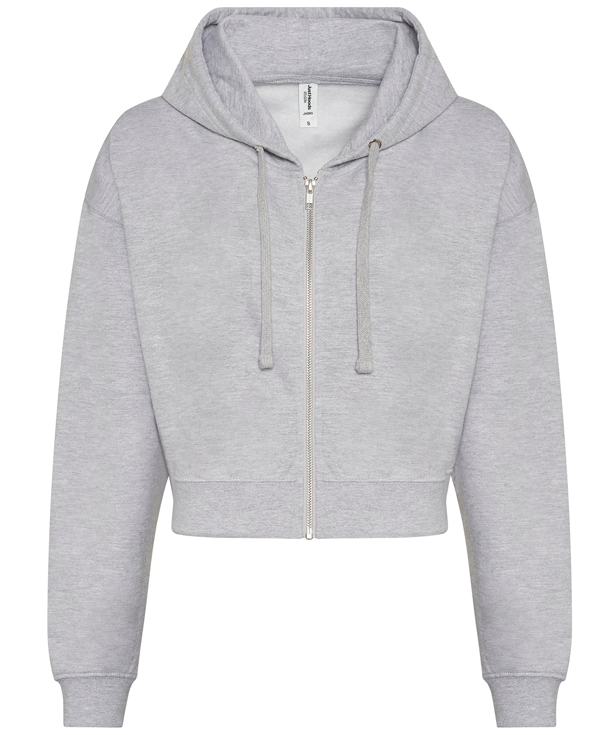 Tryck din logga på Hoodies från AWDis Just Hoods - Anpassa Dam mode croppad zoodie i färgen Ljunggrå för företag, föreningar och privatpersoner