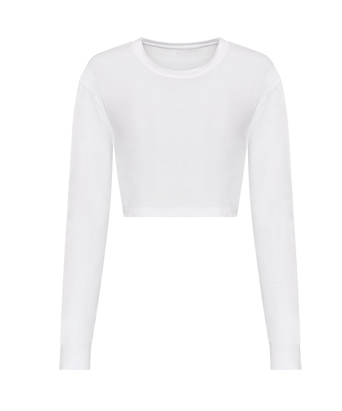 Tryck din logga på T-shirts från AWDis Just T's - Anpassa Långärmad croppad T för damer i färgen Vit för företag, föreningar och privatpersoner