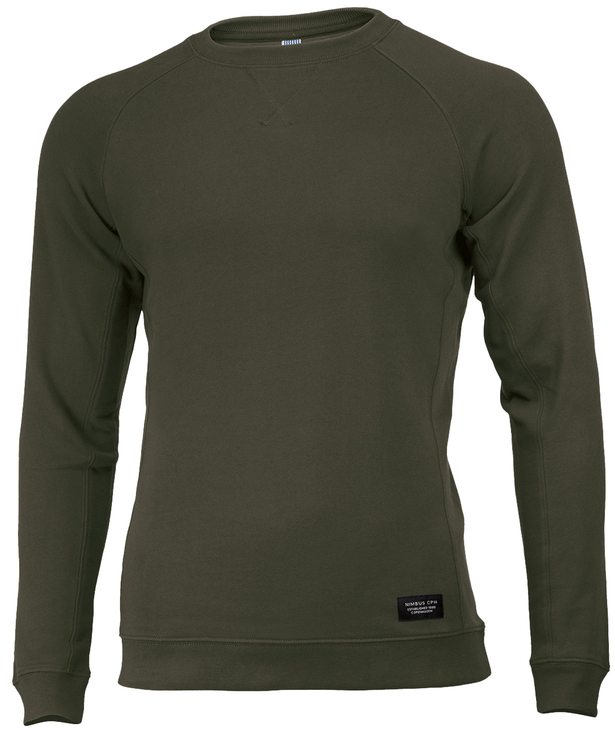 Tryck din logga på Sweatshirts från Nimbus - Anpassa Newport lyxig lättvikts crewneck i färgen Oliv för företag, föreningar och privatpersoner