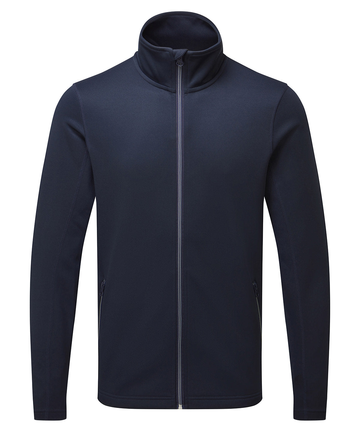 Tryck din logga på Sweatshirts från Premier - Anpassa Sweatshirt med genomgående dragkedja, spun dyed sustainable i färgen Marinblå för företag, föreningar och privatpersoner