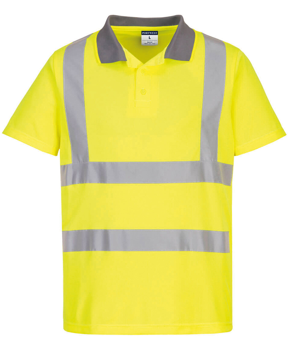 Tryck din logga på Piké från Portwest - Anpassa Kortärmad Eco Hi-vis Piké i färgen Neon gul för företag, föreningar och privatpersoner