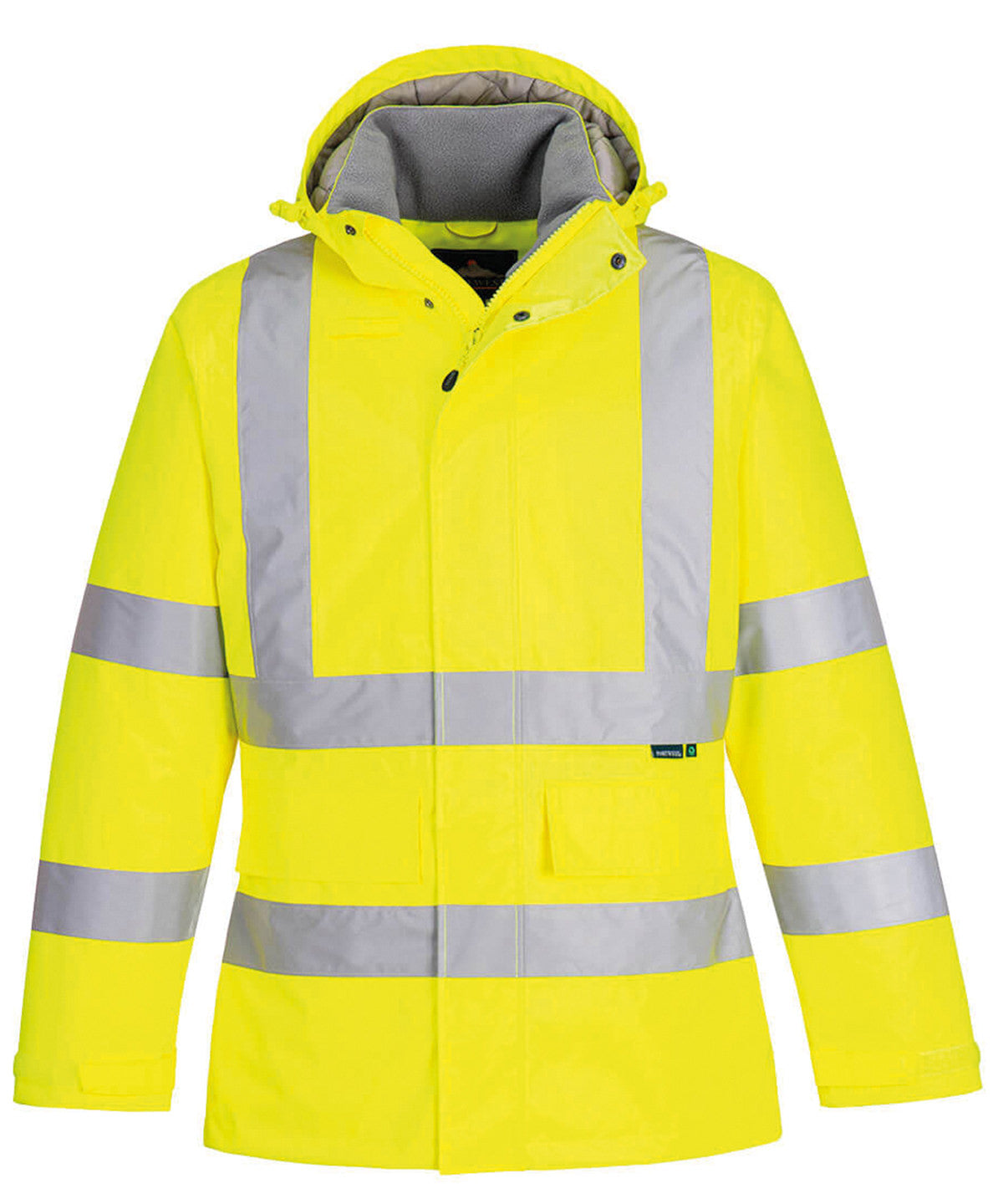 Tryck din logga på Jackor från Portwest - Anpassa Eco Hi-vis vinterjacka i färgen Neon gul för företag, föreningar och privatpersoner