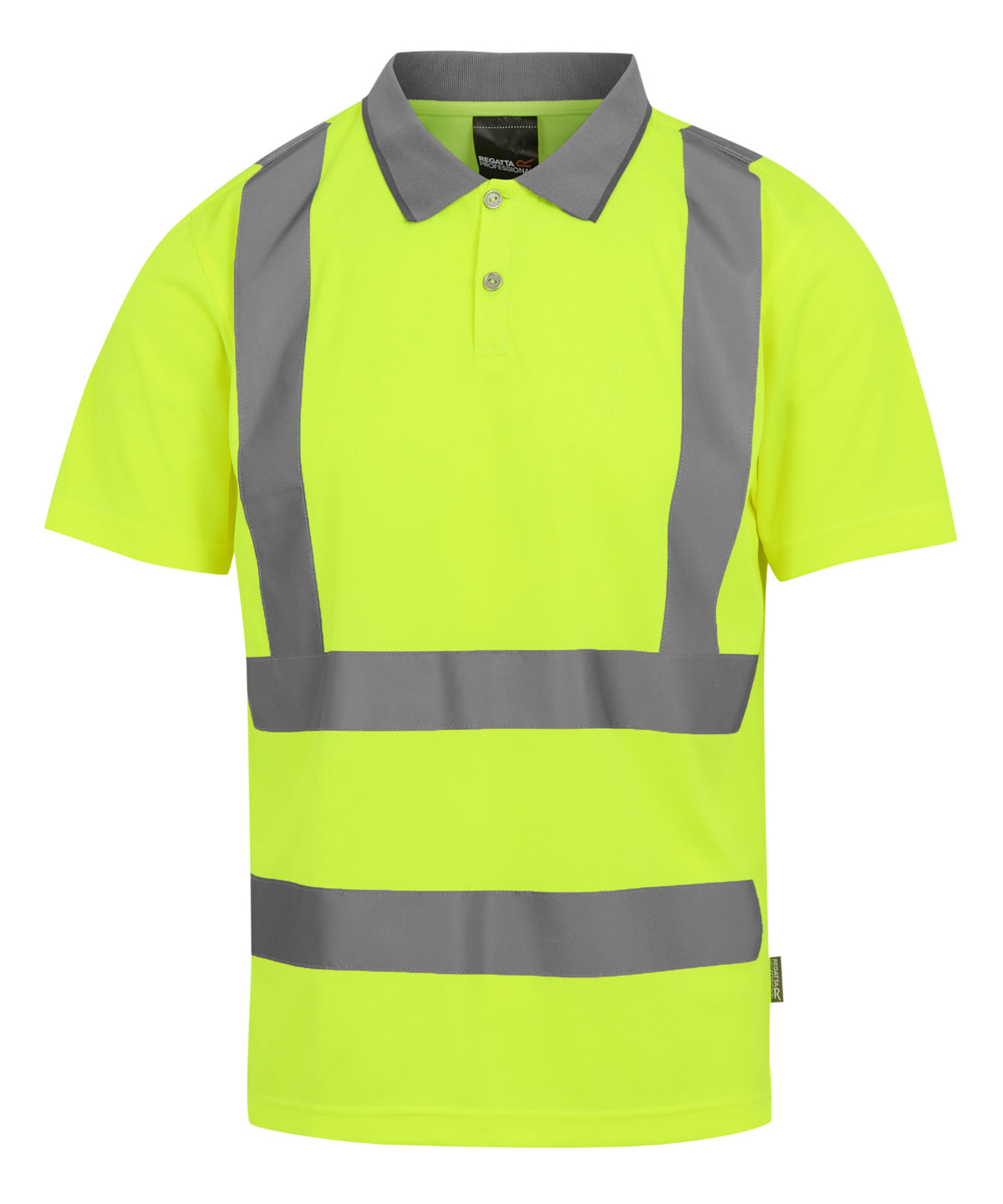 Tryck din logga på Piké från Regatta High Visibility - Anpassa Piké med Hi-vis Pro-kontrakt i färgen Mellan gul för företag, föreningar och privatpersoner