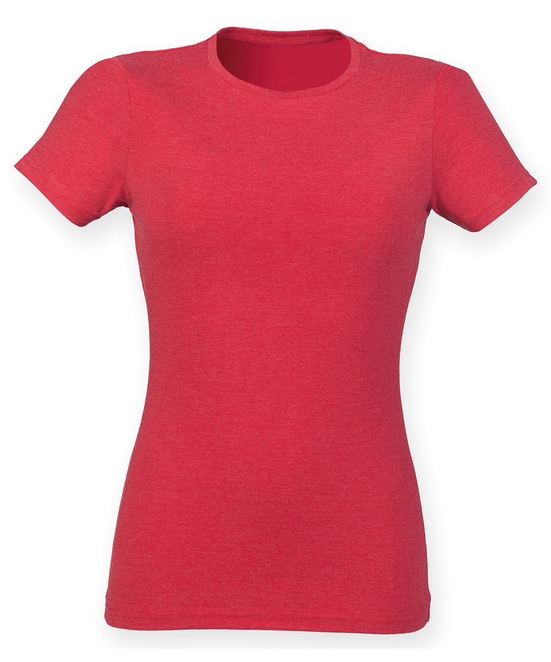 Tryck din logga på T-shirts från SF - Anpassa Triblend T för damer i färgen Mellan röd för företag, föreningar och privatpersoner