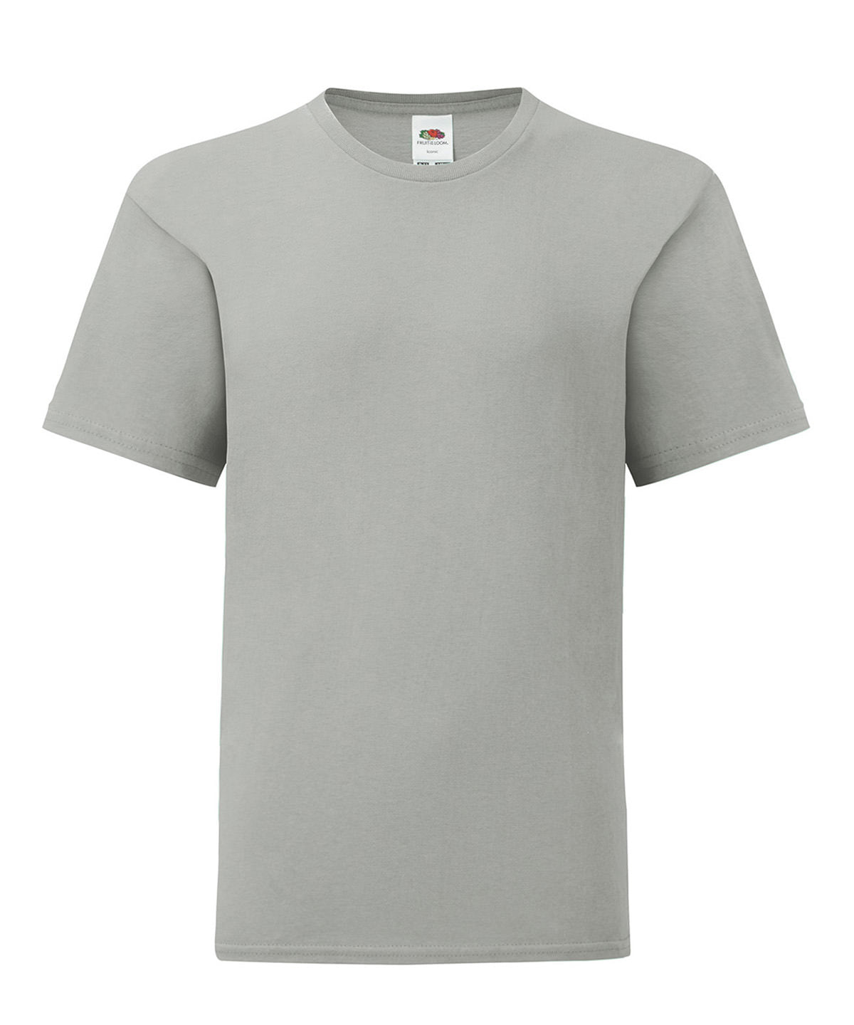Tryck din logga på T-shirts från Fruit of the Loom - Anpassa Barn ikoniska 150 T i färgen Silver för företag, föreningar och privatpersoner