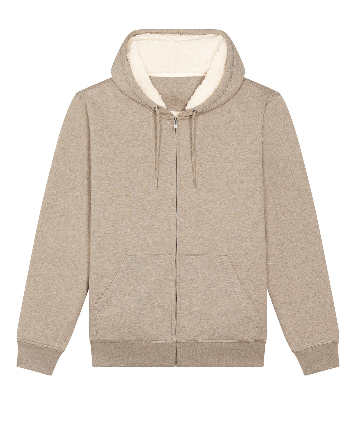Tryck din logga på Hoodies från Stanley/Stella - Anpassa Hygger sherpa sweatshirt med genomgående dragkedja, Unisex i färgen Naturligt för företag, föreningar och privatpersoner