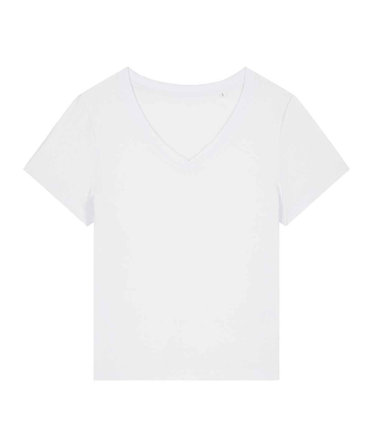 Tryck din logga på T-shirts från Stanley/Stella - Anpassa Dam Stella Isla t-shirt med v-hals i färgen Vit för företag, föreningar och privatpersoner