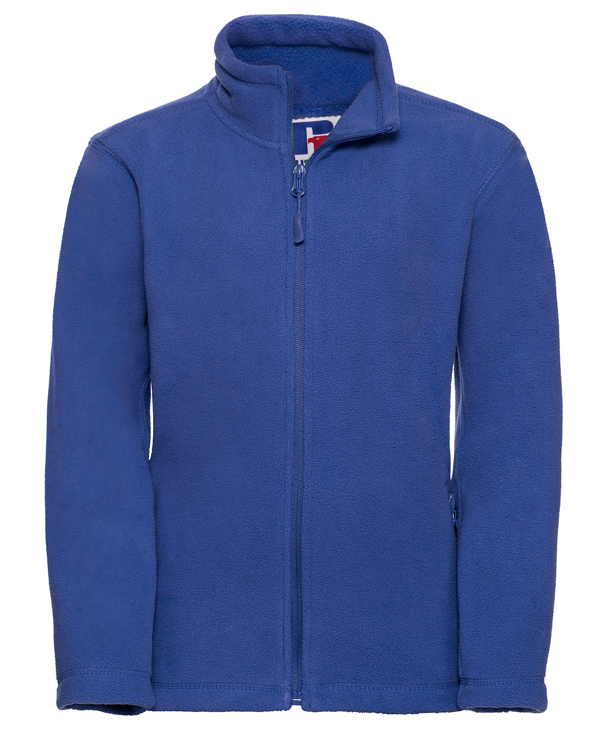 Tryck din logga på Fleece från Russell Europe - Anpassa (8700B) Outdoorfleece med full dragkedja för barn i färgen Royal för företag, föreningar och privatpersoner