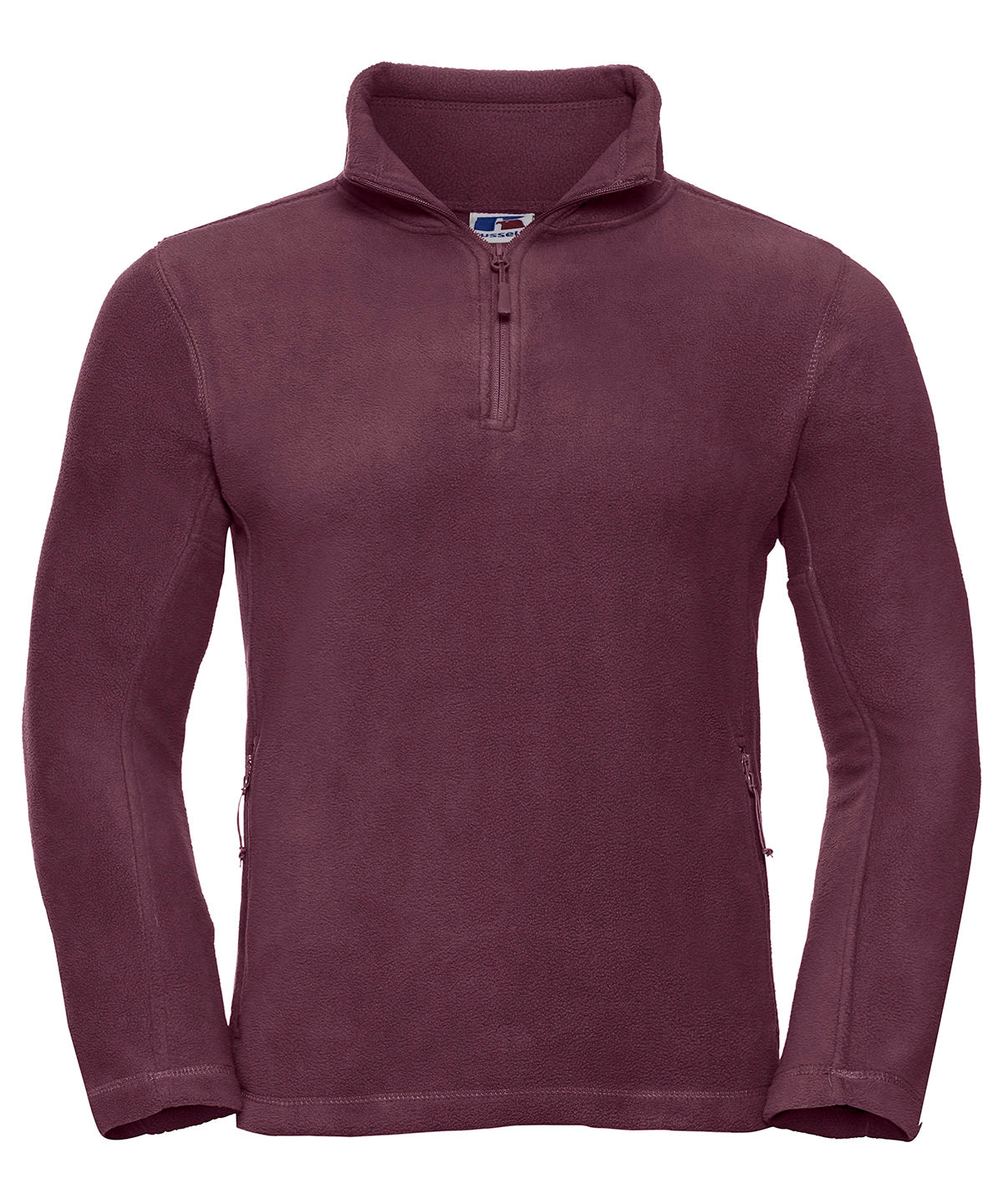 Tryck din logga på Fleece från Russell Europe - Anpassa (8740M) -zip fleece för utomhusbruk i färgen Burgundy för företag, föreningar och privatpersoner