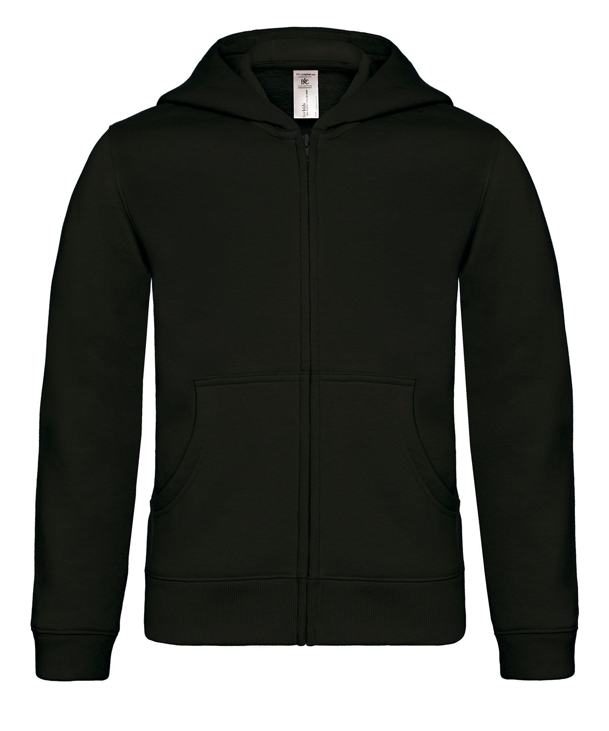 Tryck din logga på Hoodies från B&C Collection - Anpassa (B421B) B&C Hooded med heltäckande dragkedja /barn i färgen Svart för företag, föreningar och privatpersoner