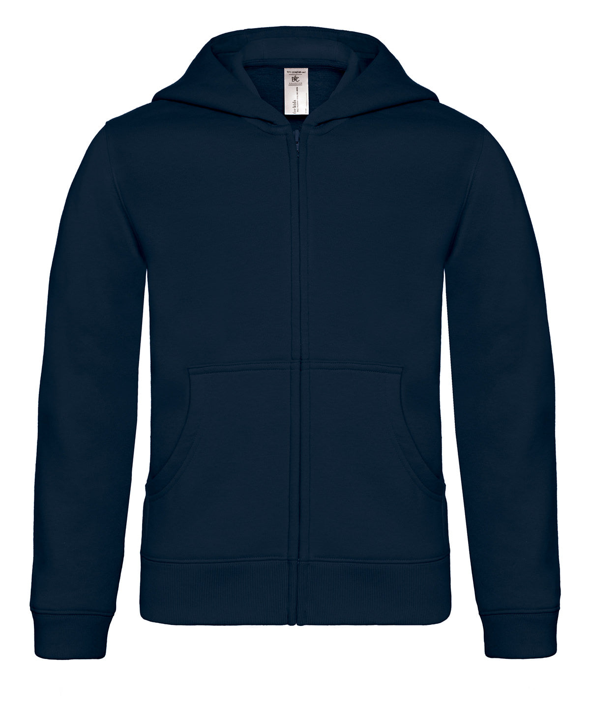 Tryck din logga på Hoodies från B&C Collection - Anpassa (B421B) B&C Hooded med heltäckande dragkedja /barn i färgen Marinblå för företag, föreningar och privatpersoner