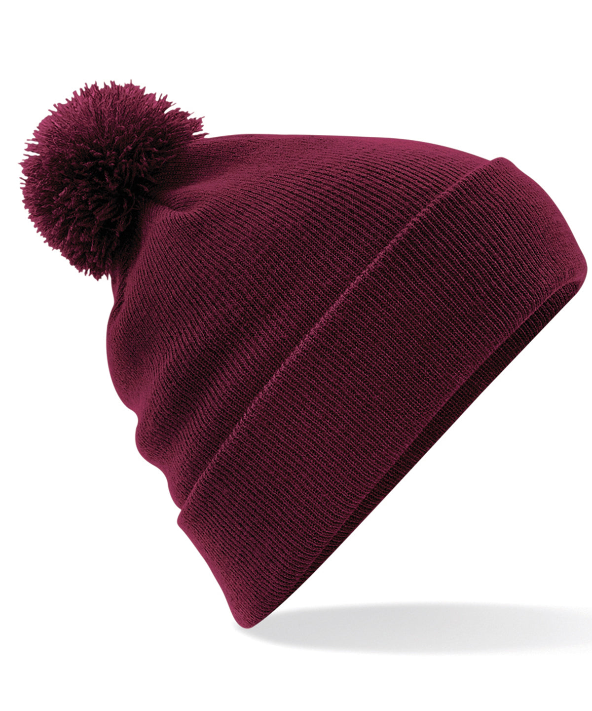 Tryck din logga på Mössor från Beechfield - Anpassa (BC426) Original pom pom-mössa i färgen Burgundy One Size för företag, föreningar och privatpersoner