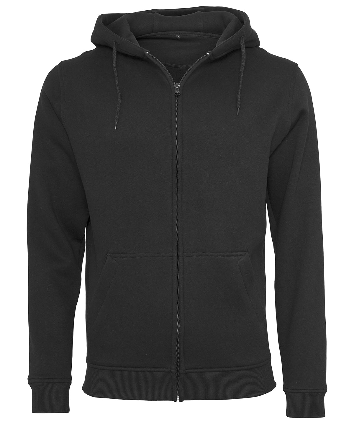 Tryck din logga på Hoodies från Build Your Brand - Anpassa (BY012) Kraftig huvtröja med dragkedja i färgen Svart för företag, föreningar och privatpersoner