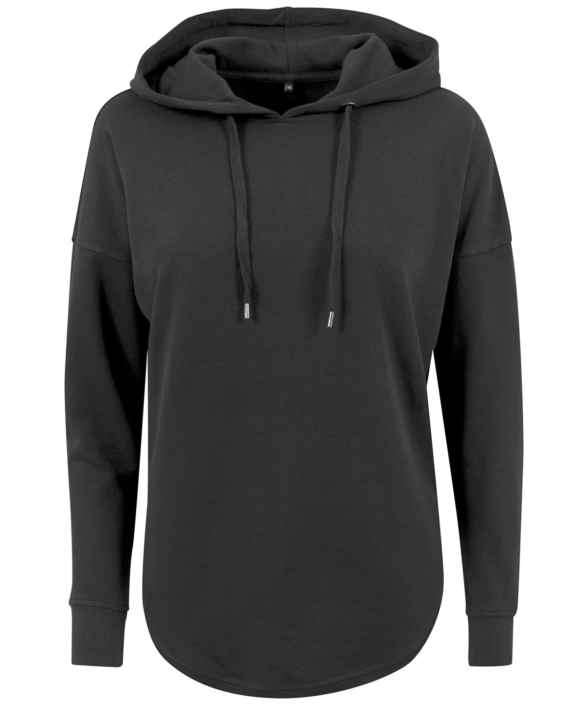 Tryck din logga på Hoodies från Build Your Brand - Anpassa (BY037) Oversized huvtröja för dam i färgen Svart för företag, föreningar och privatpersoner