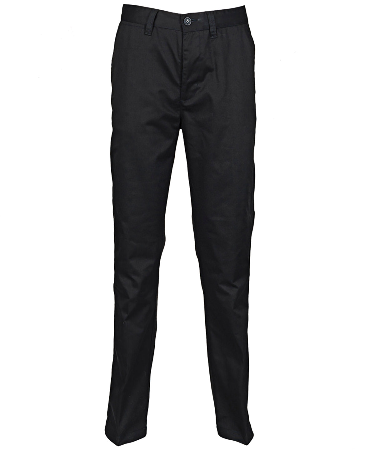 Tryck din logga på Chinos från Henbury - Anpassa (HB640) 65/35 chino-byxa med platt front i färgen Svart för företag, föreningar och privatpersoner