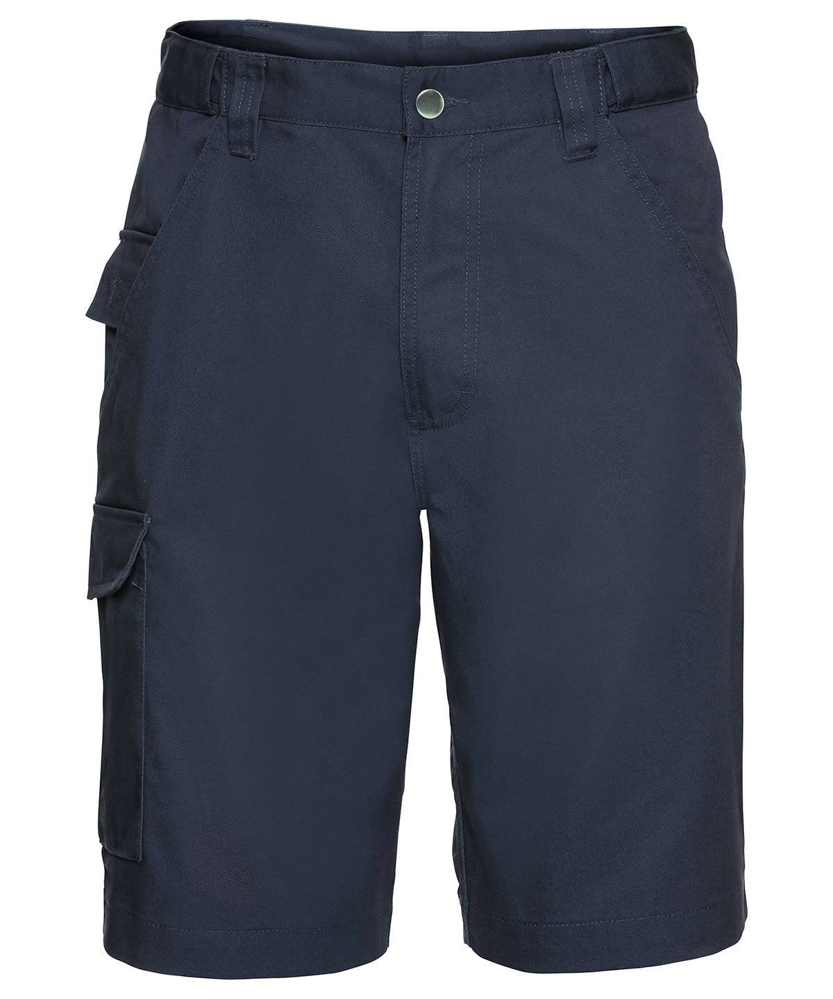 Tryck din logga på Shorts från Russell Europe - Anpassa (J002M) Shorts i polycotton twill för arbetskläder i färgen Marinblå för företag, föreningar och privatpersoner