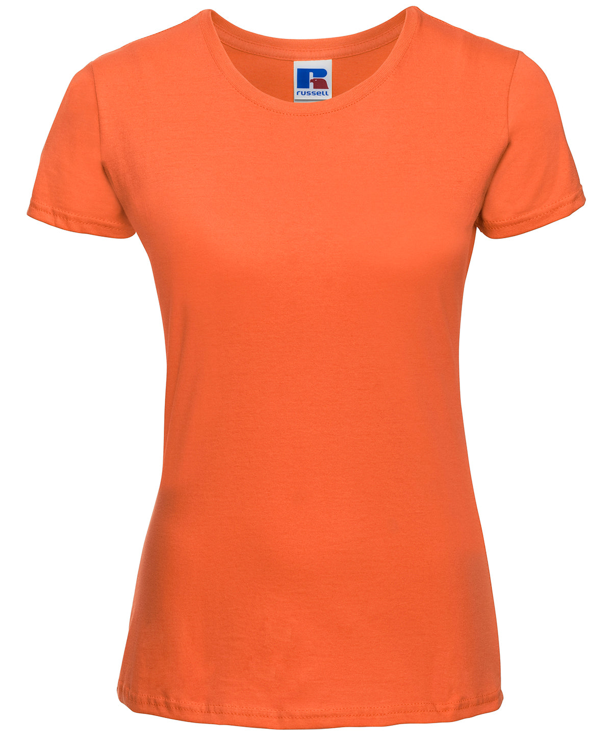 Tryck din logga på T-shirts från Russell Europe - Anpassa (J155F) Dam, smal T i färgen Mellan Orange för företag, föreningar och privatpersoner