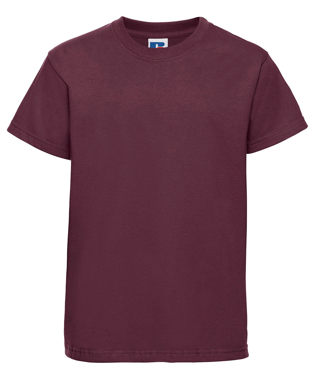 Tryck din logga på T-shirts från Russell Europe - Anpassa (J180B) T-shirt för barn i färgen Burgundy för företag, föreningar och privatpersoner