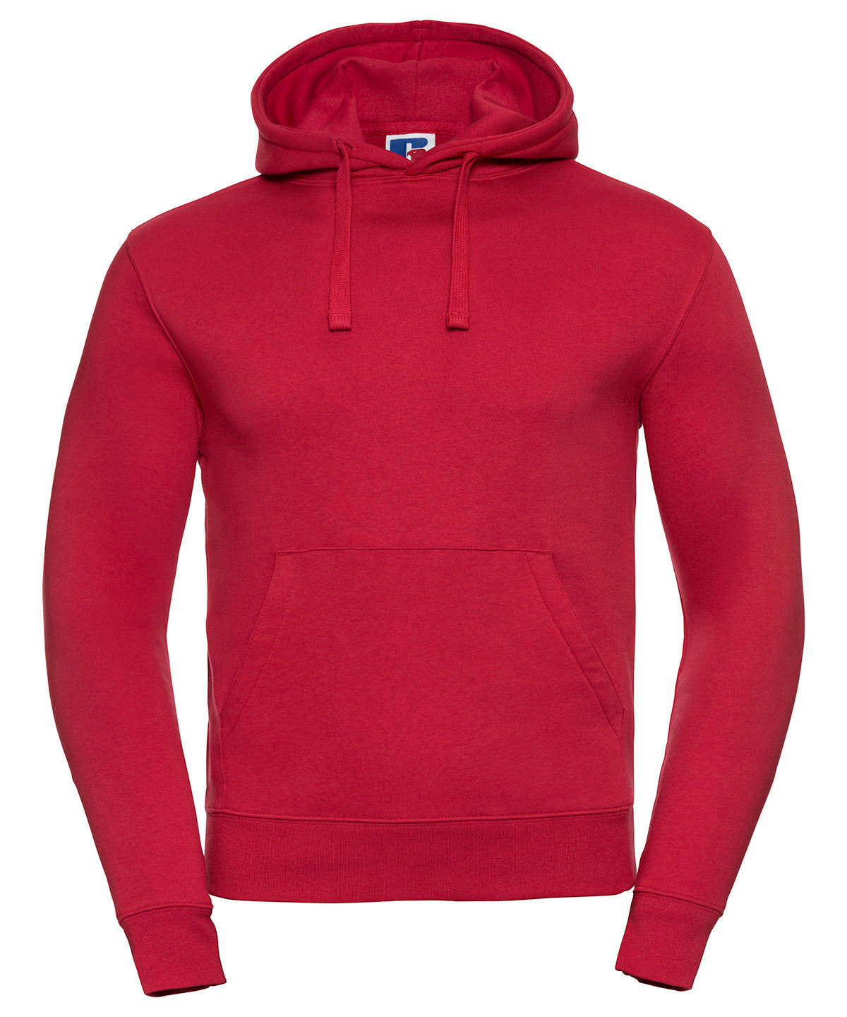 Tryck din logga på Hoodies från Russell Europe - Anpassa (J265M) Autentisk sweatshirt med huva i färgen Mellan röd för företag, föreningar och privatpersoner