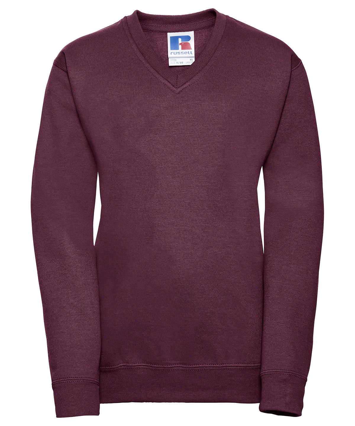 Tryck din logga på Sweatshirts från Russell Europe - Anpassa (J272B) Sweatshirt med v-ringning för barn i färgen Burgundy för företag, föreningar och privatpersoner