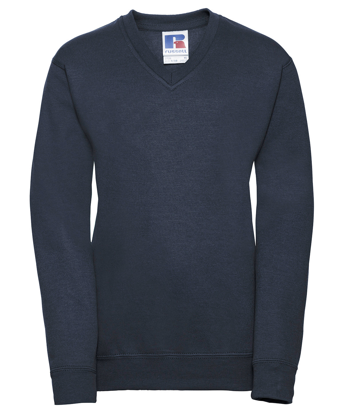 Tryck din logga på Sweatshirts från Russell Europe - Anpassa (J272B) Sweatshirt med v-ringning för barn i färgen Marinblå för företag, föreningar och privatpersoner