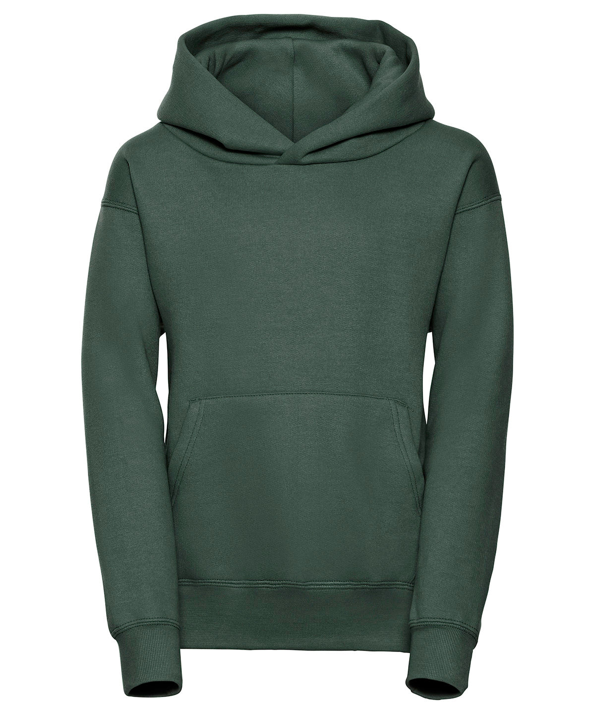 Tryck din logga på Hoodies från Russell Europe - Anpassa (J575B) Sweatshirt med huva för barn i färgen Djup grön för företag, föreningar och privatpersoner