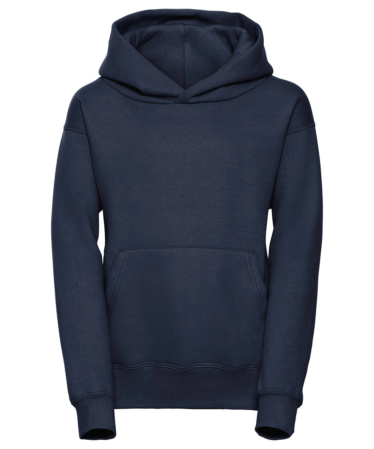 Tryck din logga på Hoodies från Russell Europe - Anpassa (J575B) Sweatshirt med huva för barn i färgen Marinblå för företag, föreningar och privatpersoner