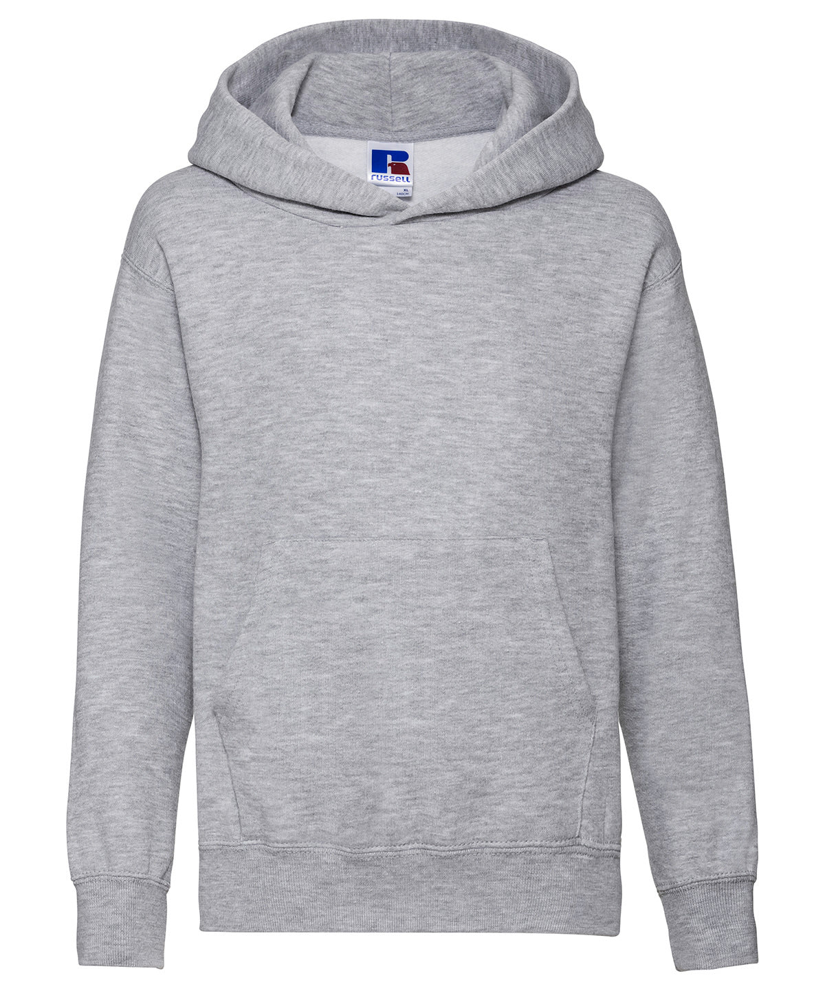 Tryck din logga på Hoodies från Russell Europe - Anpassa (J575B) Sweatshirt med huva för barn i färgen Ljunggrå för företag, föreningar och privatpersoner