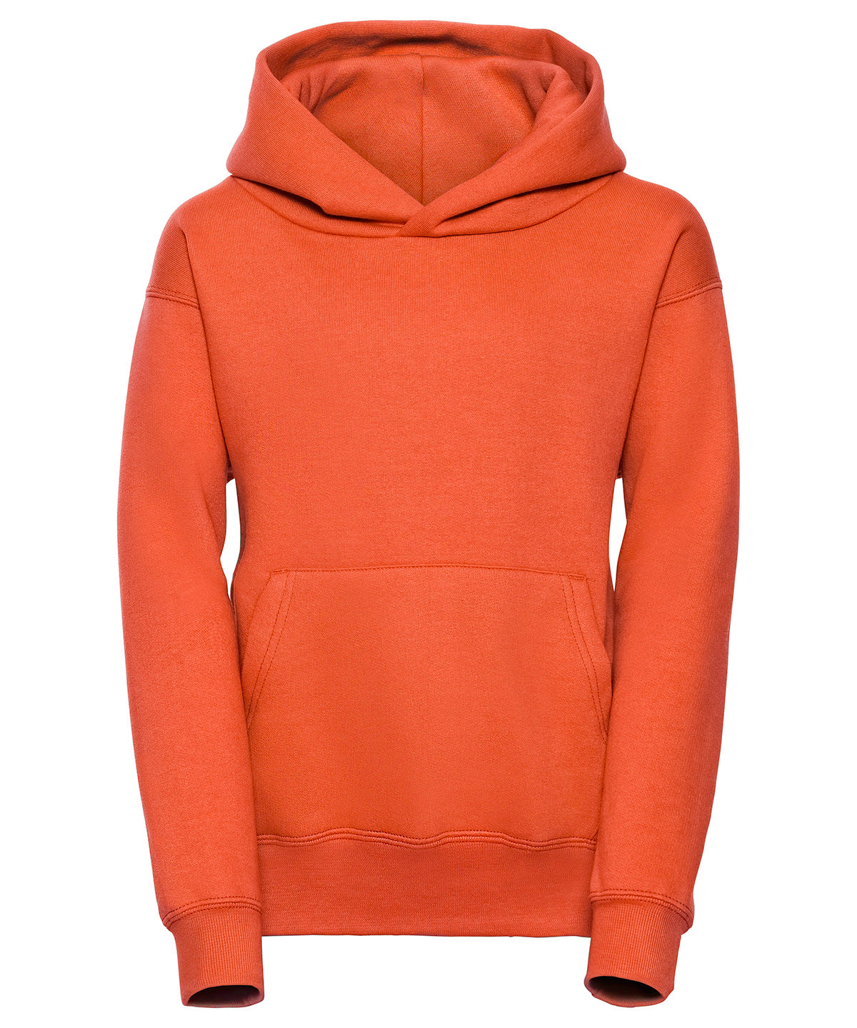 Tryck din logga på Hoodies från Russell Europe - Anpassa (J575B) Sweatshirt med huva för barn i färgen Mellan Orange för företag, föreningar och privatpersoner