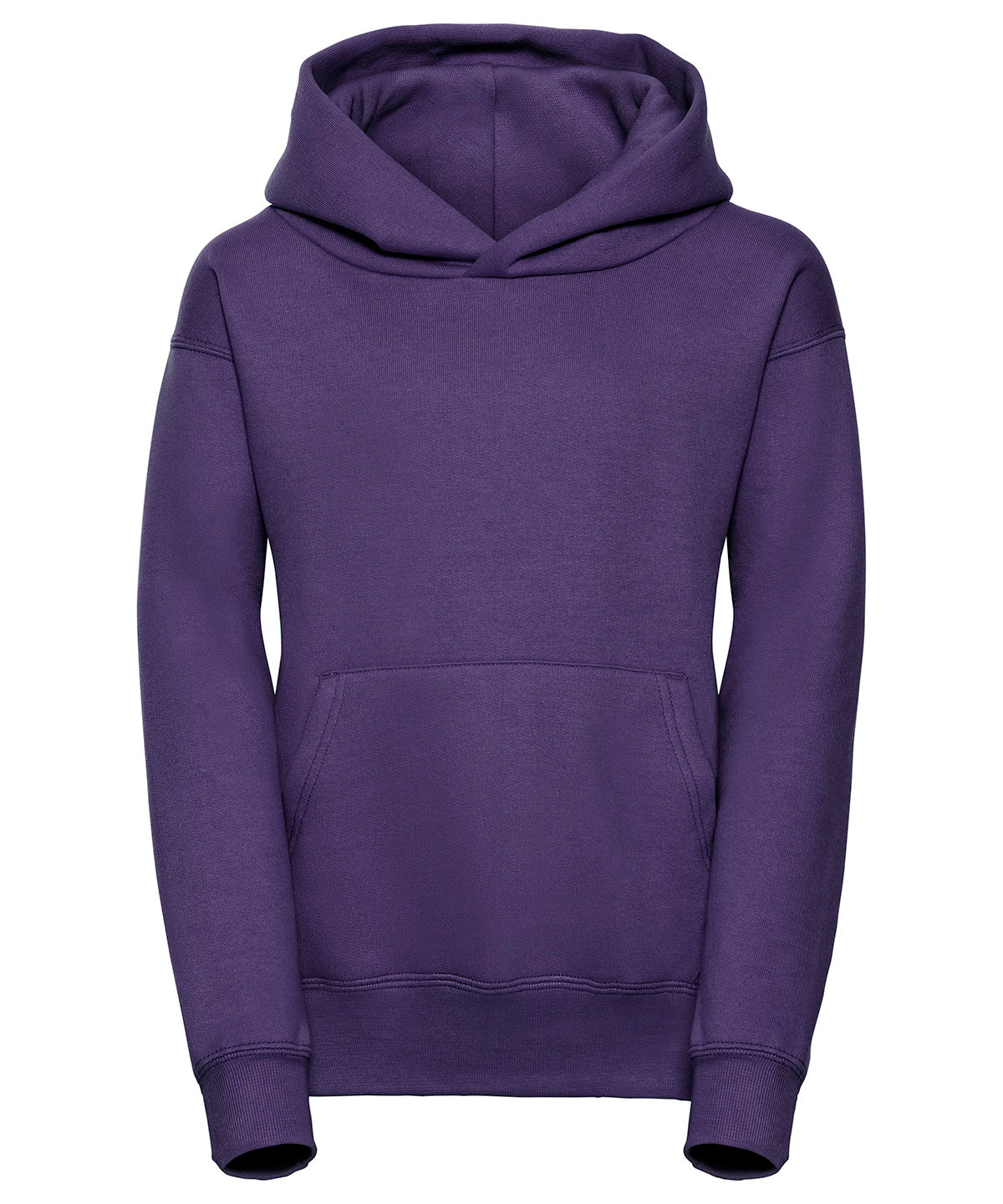 Tryck din logga på Hoodies från Russell Europe - Anpassa (J575B) Sweatshirt med huva för barn i färgen Mörk lila för företag, föreningar och privatpersoner