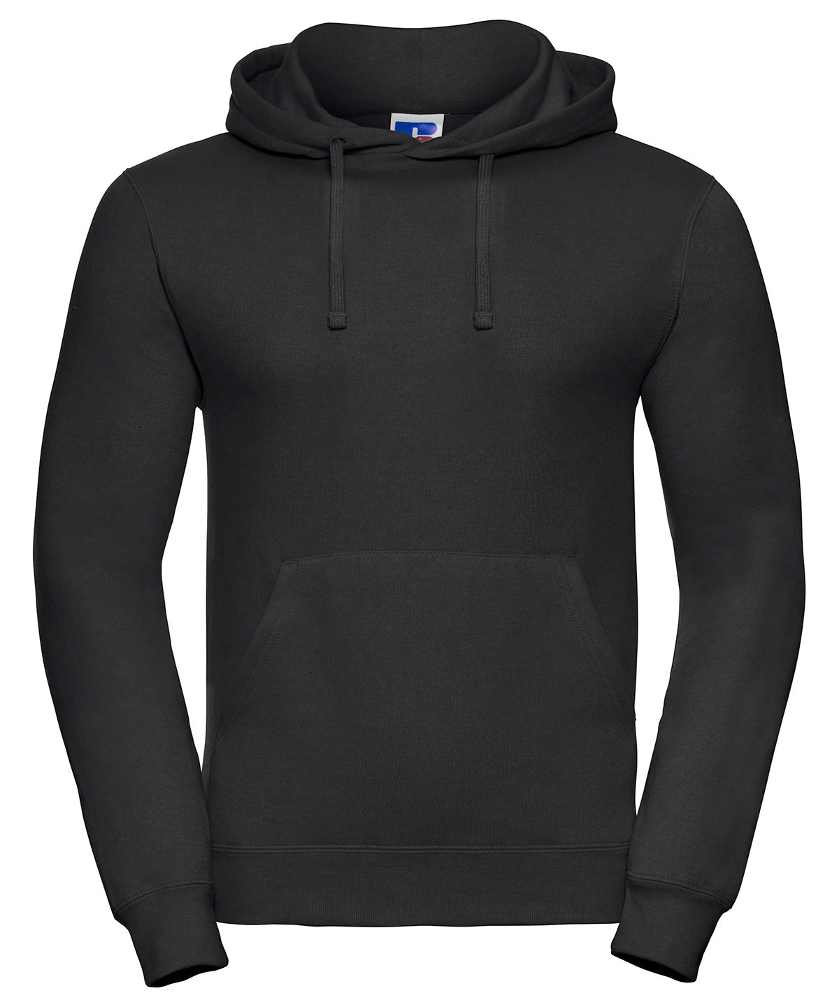 Tryck din logga på Hoodies från Russell Europe - Anpassa (J575M) Sweatshirt med huva i färgen Svart för företag, föreningar och privatpersoner