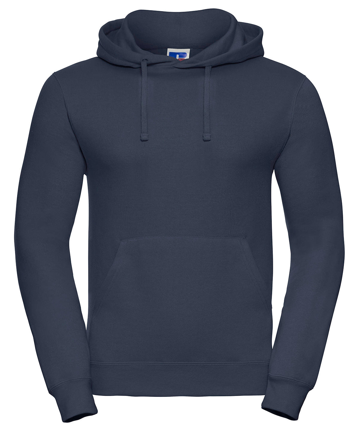 Tryck din logga på Hoodies från Russell Europe - Anpassa (J575M) Sweatshirt med huva i färgen Marinblå för företag, föreningar och privatpersoner