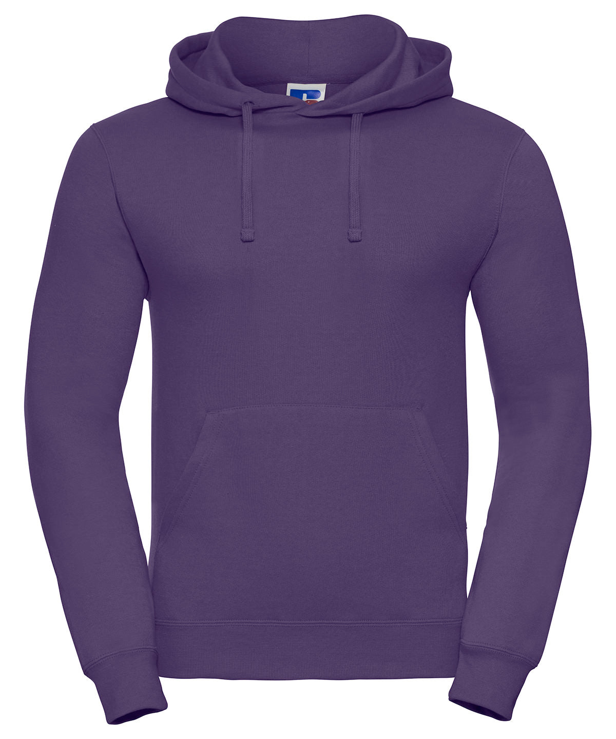 Tryck din logga på Hoodies från Russell Europe - Anpassa (J575M) Sweatshirt med huva i färgen Mörk lila för företag, föreningar och privatpersoner