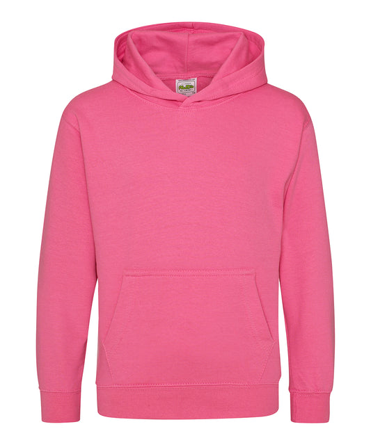 Tryck din logga på Hoodies från AWDis Just Hoods - Anpassa (2JH01J) Luvtröja för barn i färgen Mellanrosa för företag, föreningar och privatpersoner