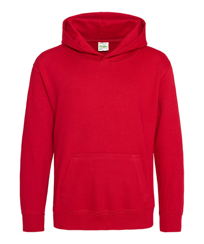 Tryck din logga på Hoodies från AWDis Just Hoods - Anpassa Luvtröja för barn i färgen Mellan röd för företag, föreningar och privatpersoner