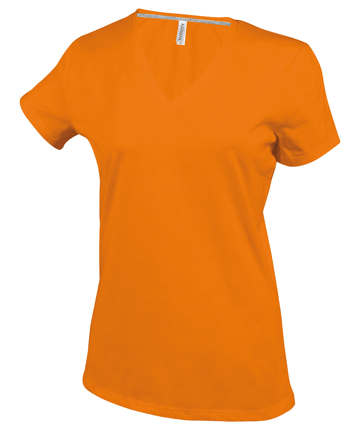 Tryck din logga på T-shirts från Kariban - Anpassa (KB381) Kortärmad T-shirt med V-hals för damer i färgen Mellan Orange för företag, föreningar och privatpersoner