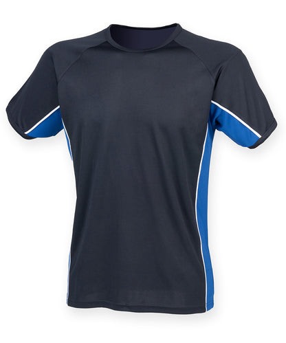 Tryck din logga på T-shirts från Finden & Hales - Anpassa Performance Panel t-shirt för barn i färgen Marinblå för företag, föreningar och privatpersoner