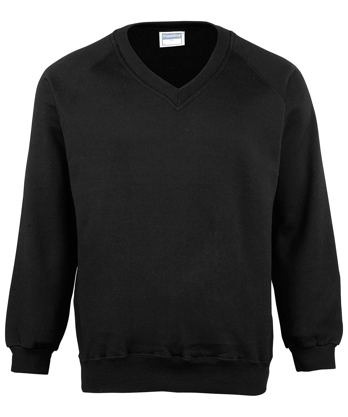 Tryck din logga på Sweatshirts från Maddins - Anpassa (MD02B) Barn Coloursure v-ringad tröja i färgen Svart för företag, föreningar och privatpersoner