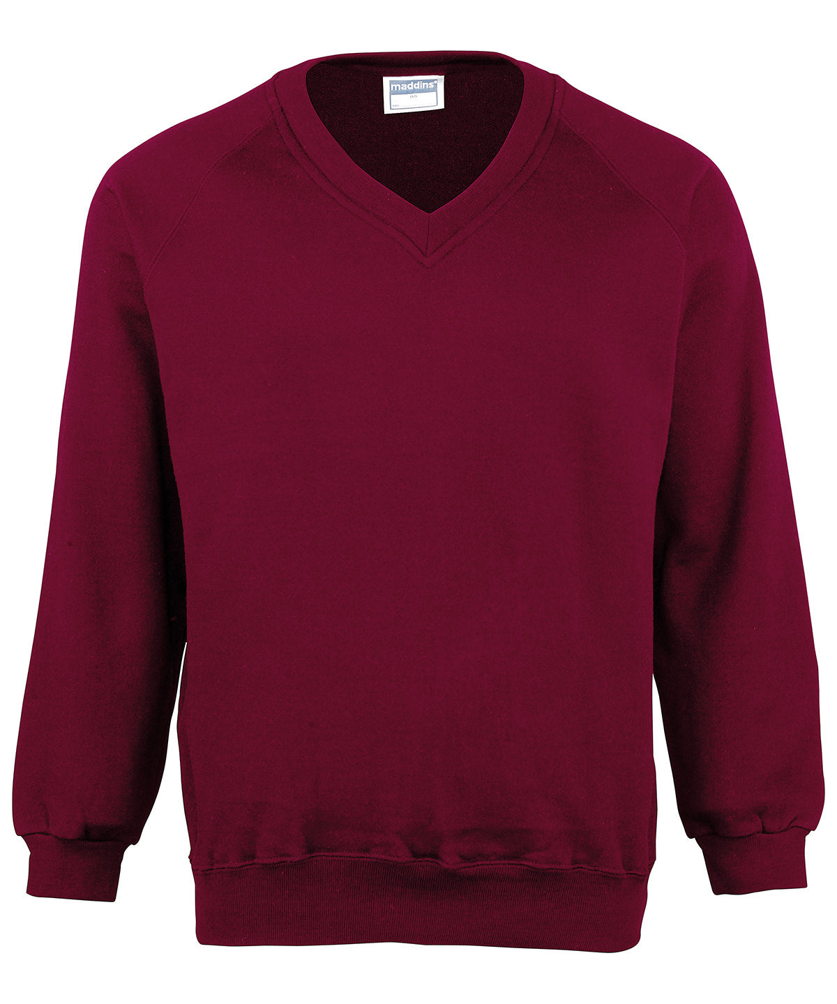 Tryck din logga på Sweatshirts från Maddins - Anpassa (MD02B) Barn Coloursure v-ringad tröja i färgen Burgundy för företag, föreningar och privatpersoner