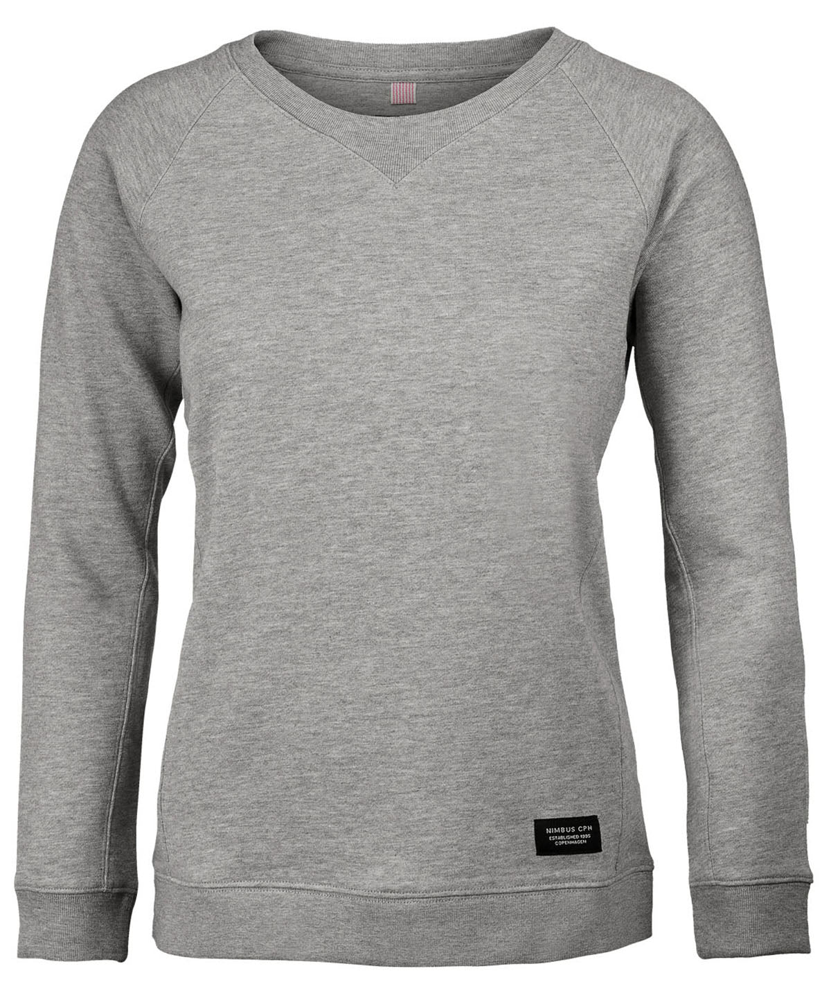 Tryck din logga på Sweatshirts från Nimbus - Anpassa (NB87F) Dam Newport lyxig lättvikts crewneck i färgen Ljunggrå för företag, föreningar och privatpersoner