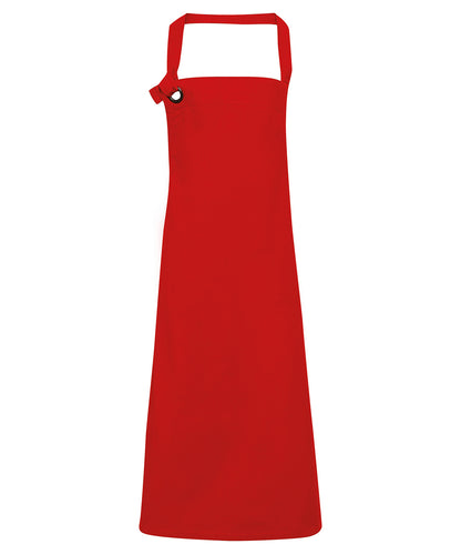 Tryck din logga på Förkläden från Premier - Anpassa Calibre haklappsförkläde i kraftig bomullscanvas i färgen Mellan röd One Size för företag, föreningar och privatpersoner