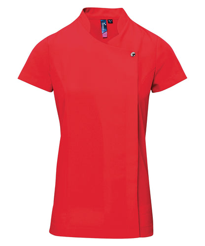 Tryck din logga på Tunics från Premier - Anpassa Blossom tunika för skönhet och spa i färgen Ljusröd för företag, föreningar och privatpersoner