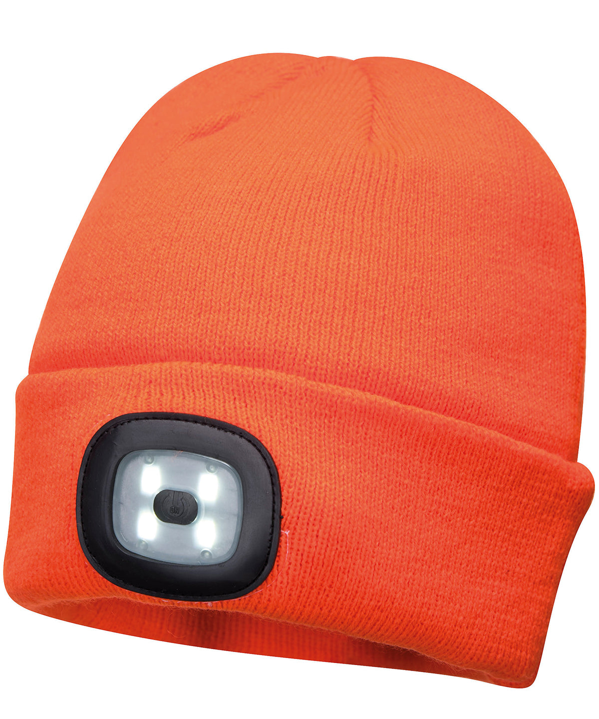 Tryck din logga på Mössor från Portwest - Anpassa (PW360) Beanie LED-strålkastare USB-uppladdningsbar i färgen Mellan Orange One Size för företag, föreningar och privatpersoner