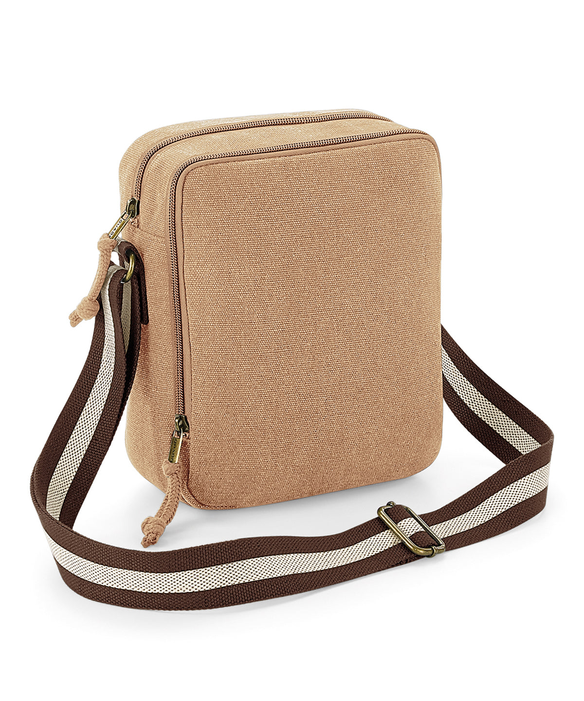 Tryck din logga på Väskor från Quadra - Anpassa (QD614) Vintage canvas mini reporter i färgen Beige One Size för företag, föreningar och privatpersoner