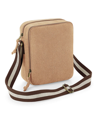 Tryck din logga på Väskor från Quadra - Anpassa Vintage canvas mini reporter i färgen Beige One Size för företag, föreningar och privatpersoner