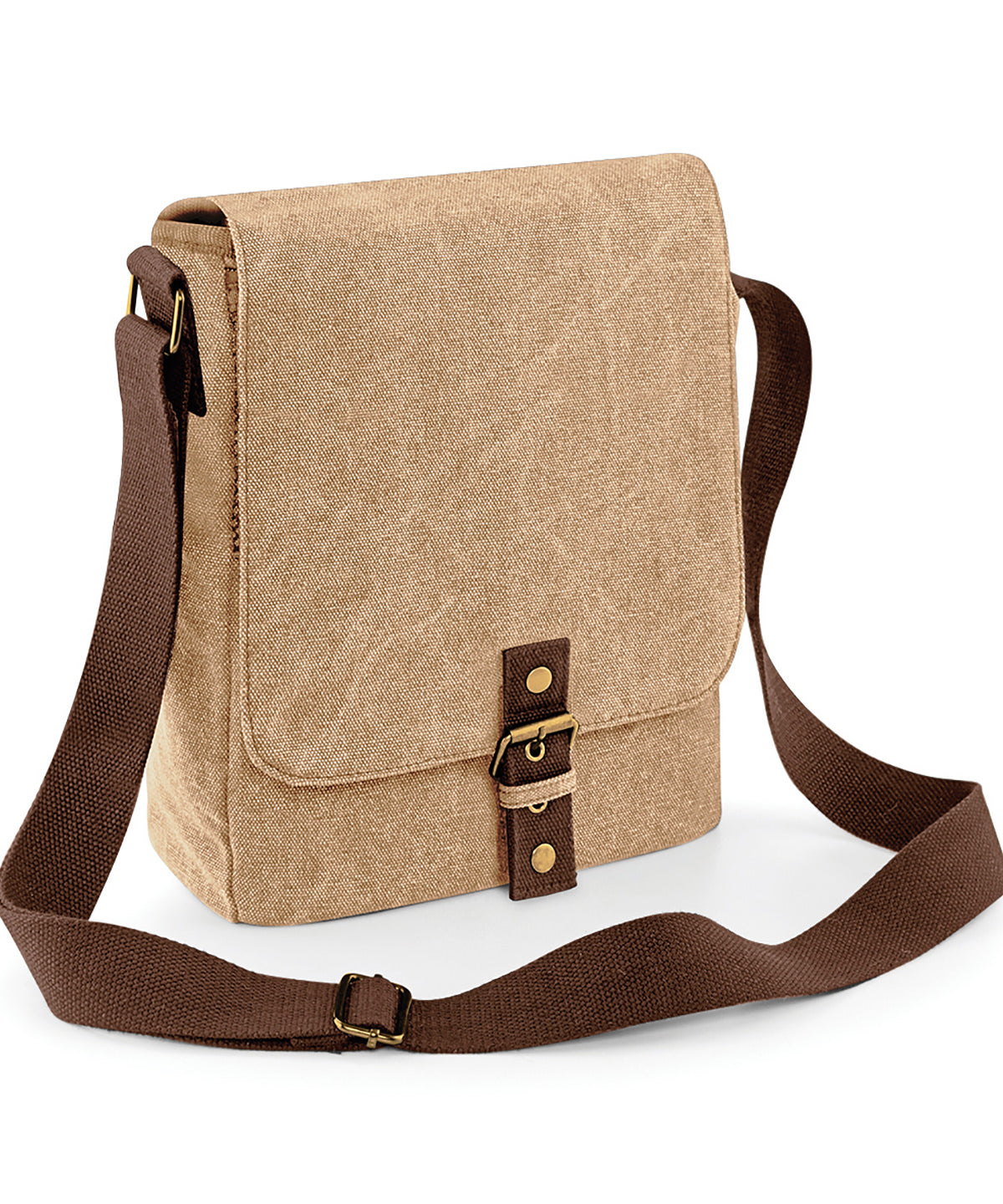 Tryck din logga på Väskor från Quadra - Anpassa (QD624) Vintage canvas iPad/tablet reporter i färgen Beige One Size för företag, föreningar och privatpersoner