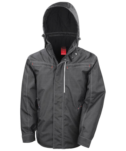 Tryck din logga på Jackor från Result - Anpassa Robust jacka med denimtextur i färgen Svart för företag, föreningar och privatpersoner